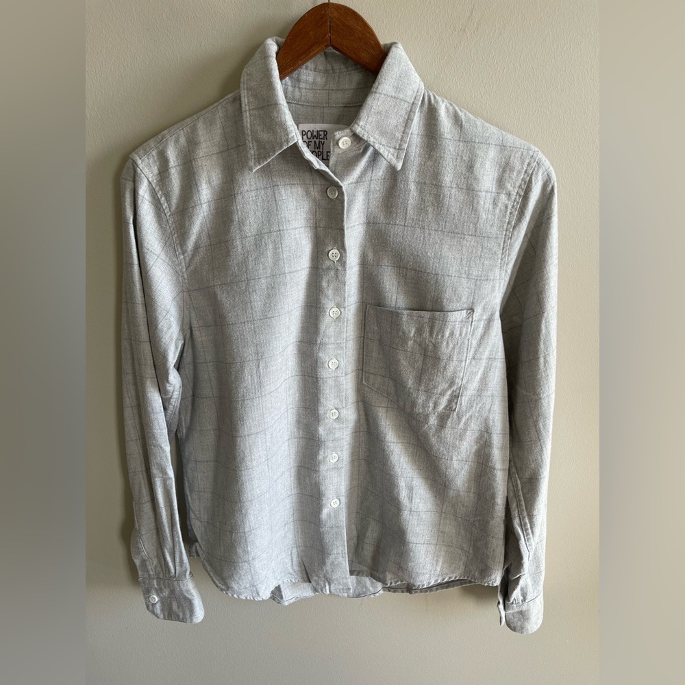 Power of my people proper fit Gray Plaid Button-Up Shirt size 2xs